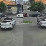 VÍDEO: Motociclista é levado por carroceria de pick-up após bater em carro que cruzou avenida