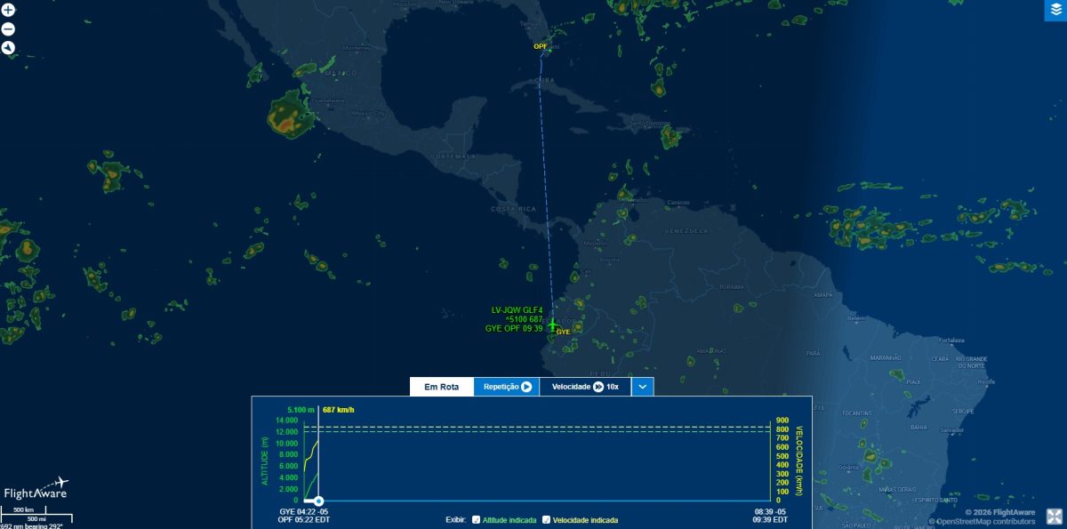 Voo de Flávio Bolsonaro entra no espaço aéreo dos EUA; VEJA rota