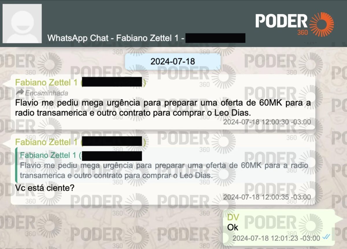 Zettel discute oferta pela rádio “Transamérica” com Vorcaro